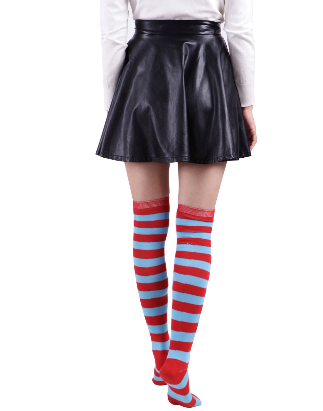HDE Women's Extra Long Striped Knee High Socks - Opaque Thigh High Stockings for Winter, Cosplay & Fashion Outfits