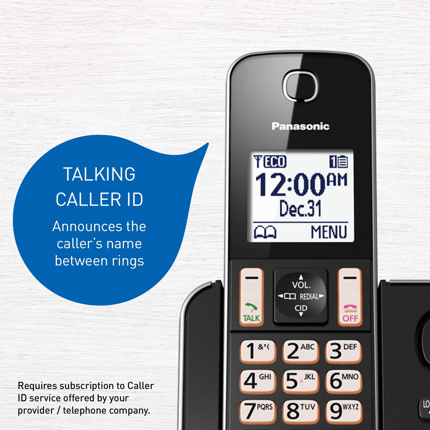 Panasonic KX-TGD390CB DECT 6.0 Expandable Cordless Phone with Answering Machine, Call Block & 1 Handset - Black | Home & Office Communication Solution