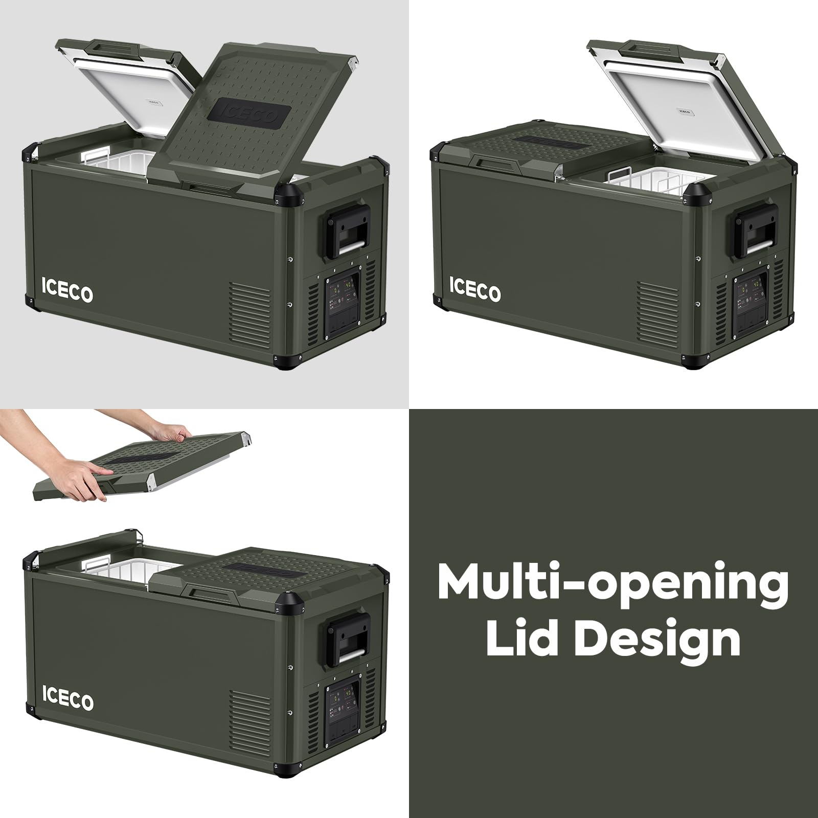 ICECO VL75 ProD 12V Portable Refrigerator Freezer - 75L Dual Zone Car Fridge with AC/DC Power, SECOP Compressor (0℉ to 50℉) - Electric Cooler for Camping, Road Trips, RV, Home & Outdoor Adventures [Olive Green Special Edition]