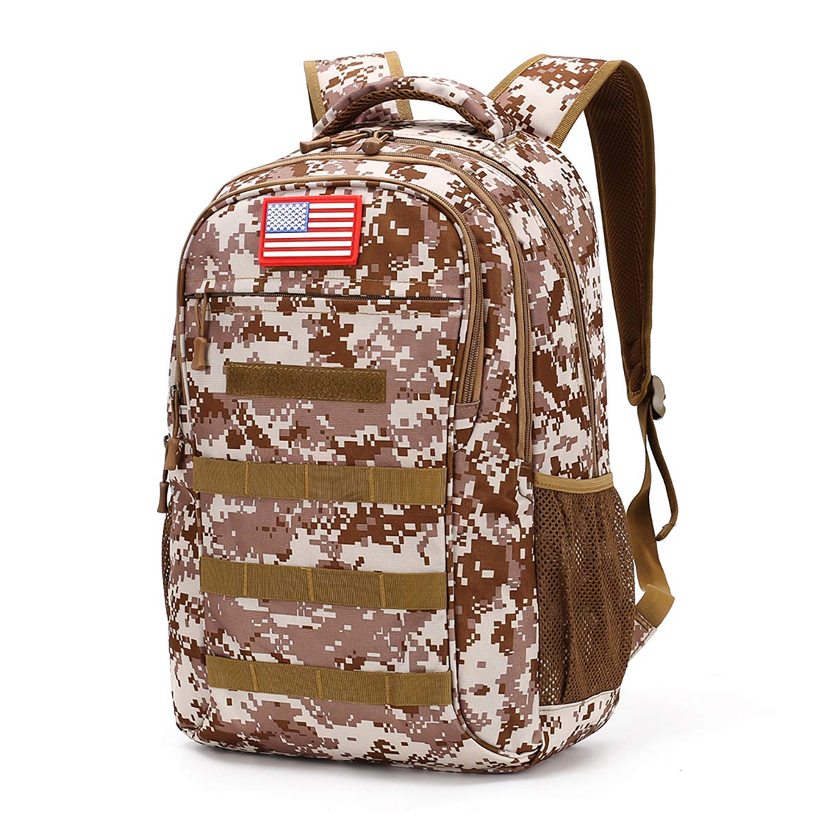 **40L Camo Backpack for Boys - Military MOLLE School Bookbag with USB Charging Port - Perfect for School, Hiking & Outdoor Adventures**