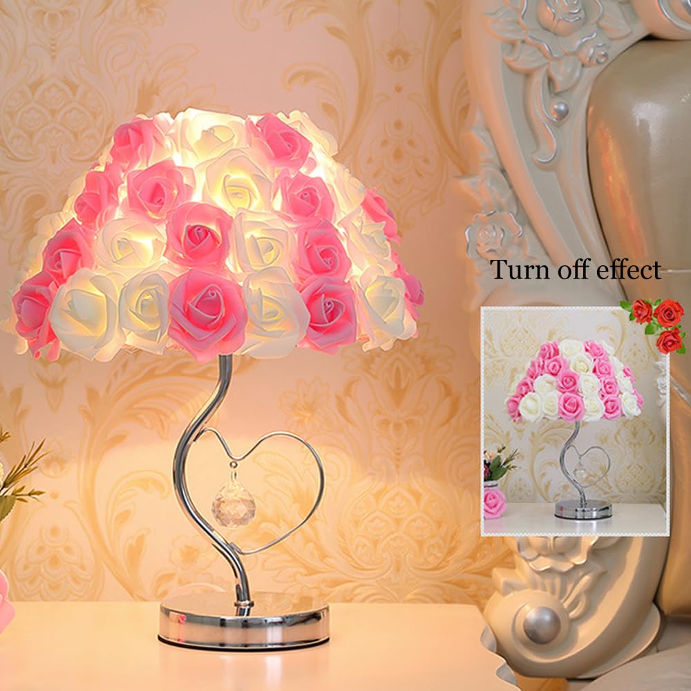 Romantic Rose Flower Table Lamp - Artificial Rose Bouquet Night Light for Bedroom, Valentine's Day Gift, Wedding & Party Decor (Yellow & Pink) | Perfect for Bedside Lighting, Anniversary Gifts & Romantic Home Decor