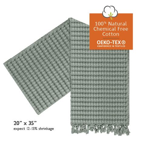 GILDEN TREE Decorative Waffle Hand Towels for Bathroom - 20x35 Inch Large Quick Drying Fingertip Towels, 2 Pack Modern Style (Sage Grey) - Perfect for Guest Bathrooms, Powder Rooms & Spa Decor