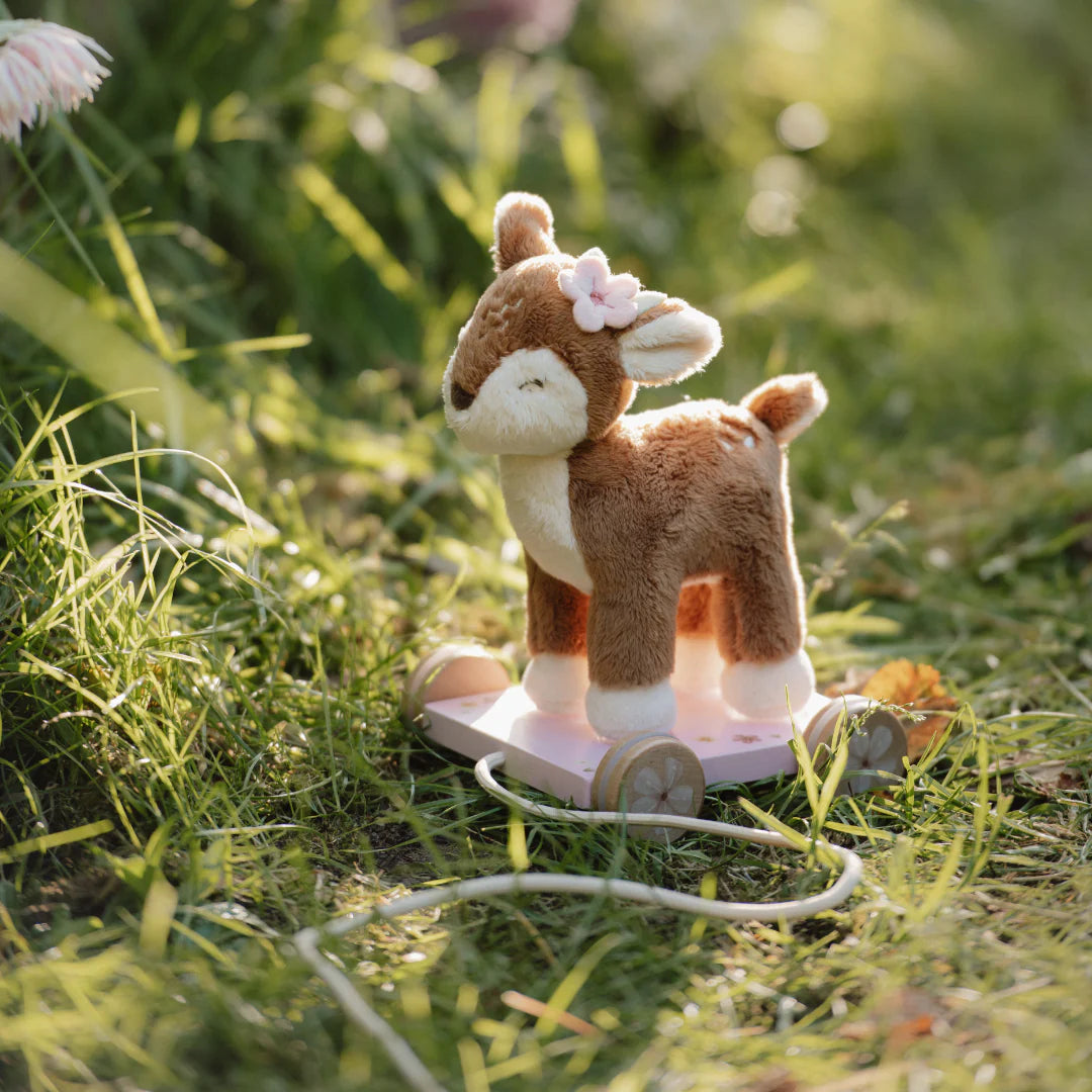 Adorable Fairy Garden Pull Along Plush Deer Toy - Soft & Cute Stuffed Animal for Kids - Perfect for Imaginative Play, Nursery Decor & Toddler Gift