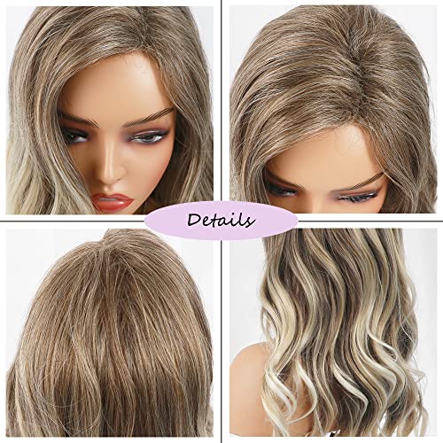 Curly Blonde Brown Reverse Ombre Wig - Long Synthetic Hairpiece for Cosplay, Halloween & Daily Fashion