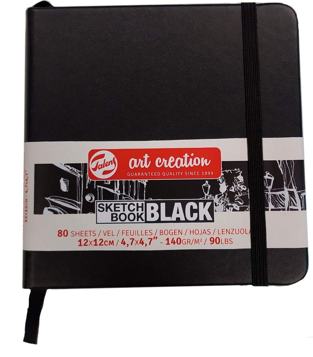 Premium Black Sketch Book for Artists - 12x12 cm (4.7x4.7 inches) - Acid-Free Drawing Paper, Ideal for Sketching, Doodling & Art Projects - Perfect Gift for Artists & Students