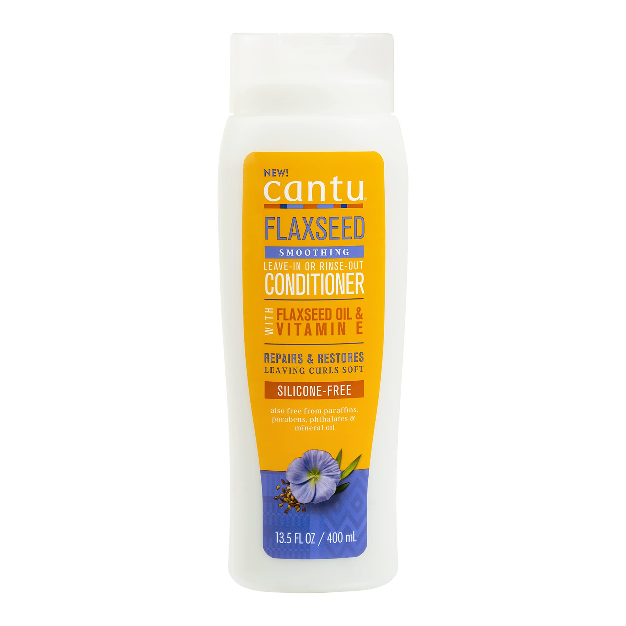 CANTU Flaxseed Smoothing Leave-in or Rinse Out Conditioner - 400ml Hydrating Hair Treatment for Curly, Coily & Natural Hair - Pack of 1 | Daily Moisturizer for Dry, Damaged & Frizzy Hair Care