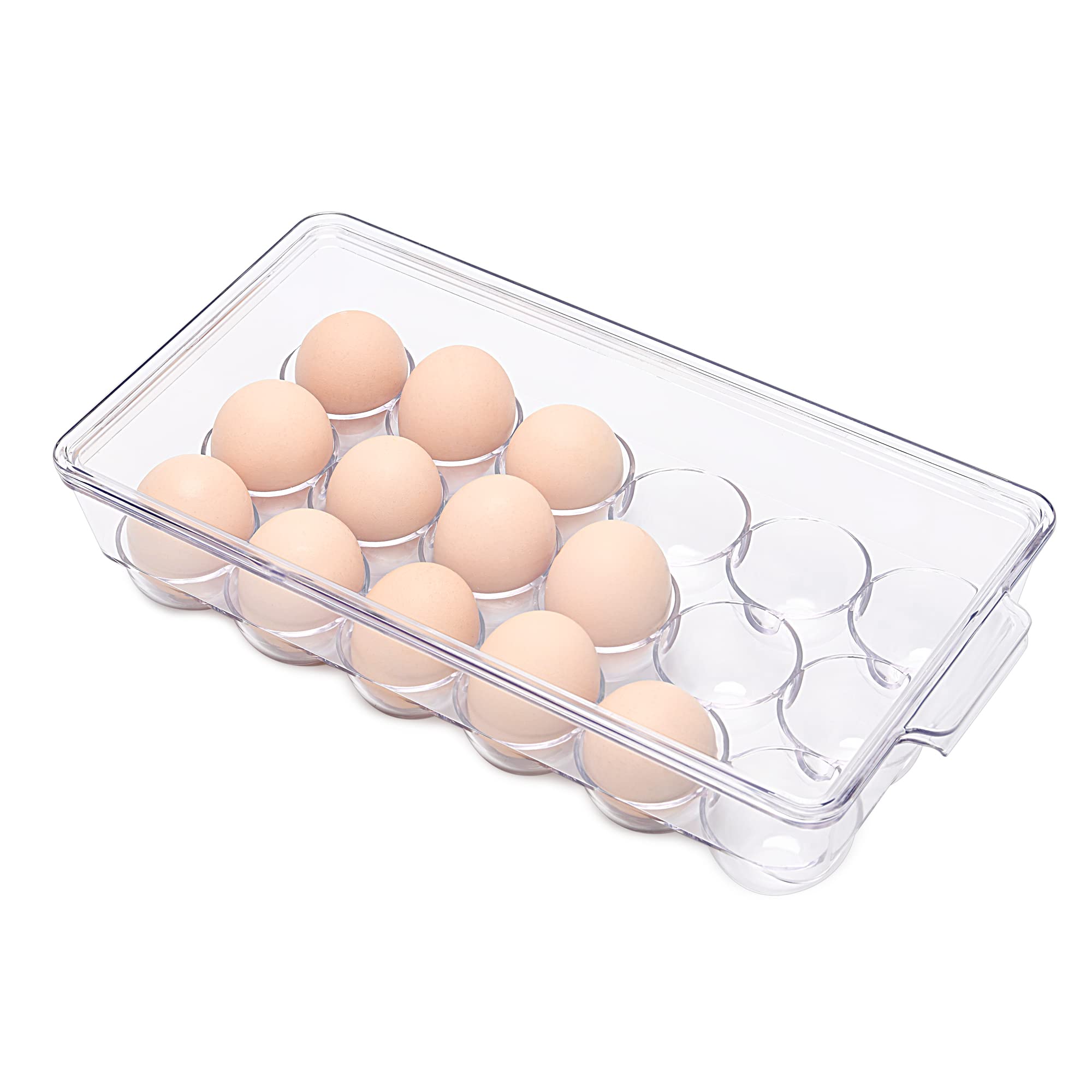 18-Slot Clear Plastic Egg Holder for Refrigerator - Stackable Fridge Organizer with Lid - Perfect for Kitchen Storage & Fresh Egg Preservation (Ideal for Home, Restaurant, and Bakery Use)