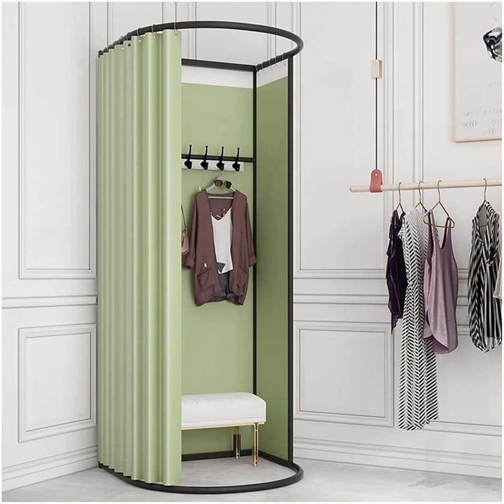 Portable Clothing Store Fitting Room - Privacy Changing Room Divider with Blackout Curtain & Metal Frame for Retail Stores, Malls & Locker Rooms | Temporary Dressing Solution for Fashion Boutiques & Pop-up Shops