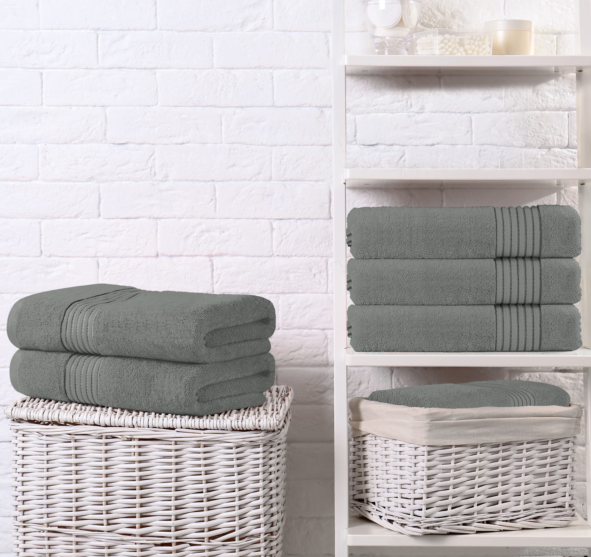 Utopia Towels 12 Pack Bath Towels Set - 100% Ring Spun Cotton, 27x54 Inches, Quick Dry & Highly Absorbent, Ultra Soft Grey Towels for Bathroom, Spa, Gym & Everyday Use