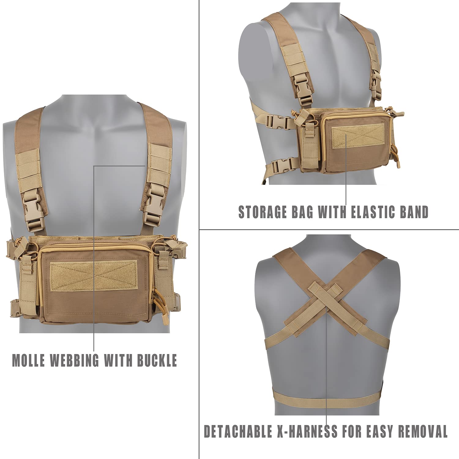 Tactical Camouflage Vest for Airsoft & Combat - 5.56 & 9mm Magazine Carrier Chest Rig - Military-Grade Ammo Pouch for Outdoor Training, Hunting & Airsoft Games