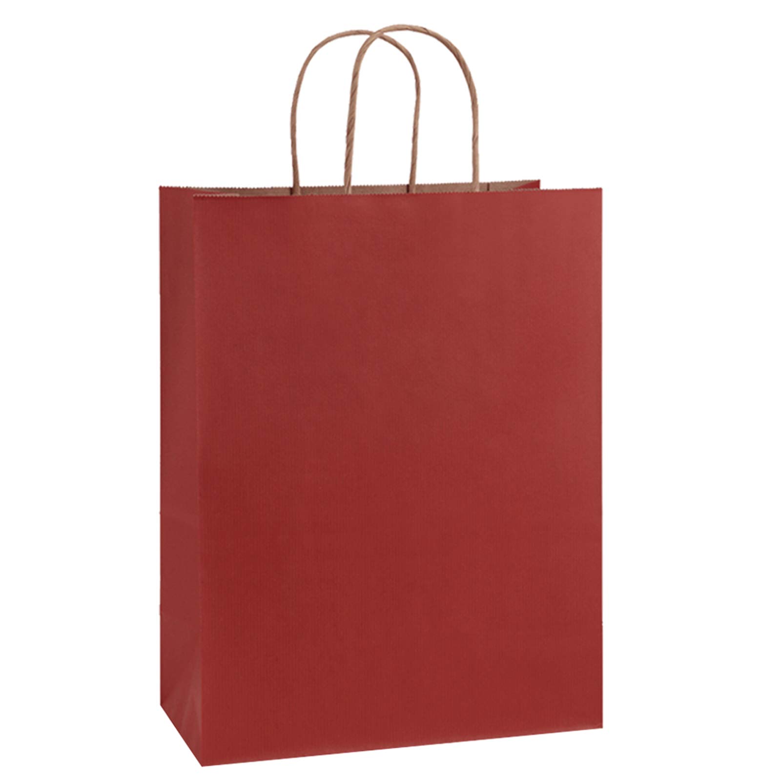 BagDream 10x5x13 Inches 50Pcs Red Stripes Kraft Paper Gift Bags with Handles - Eco-Friendly 100% Recycled Shopping, Retail & Party Bags for Merchandise, Gifts & Events