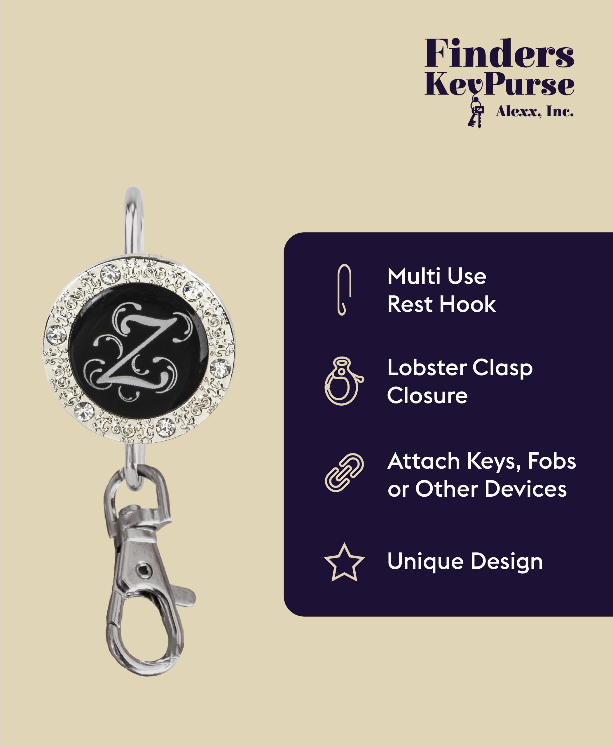 Personalized Monogram Key Finder & Purse Organizer - Stylish Women's Bag Charm Keychain Accessory | Perfect Gift for Mom, Wife, Daughter | Ideal for Key Organization, Handbag Decor & Everyday Carry