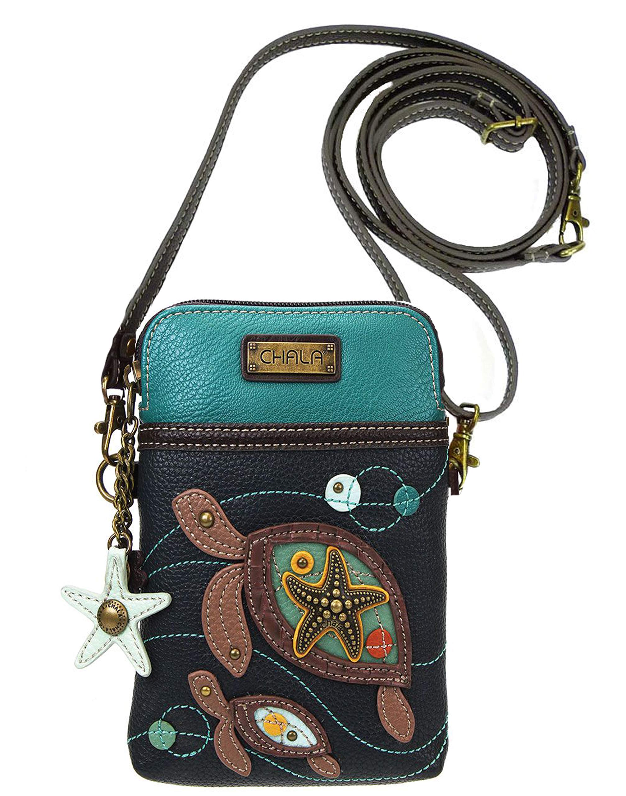 Chala Group Handbags Turtles Cellphone Crossbody Purse for Women - Stylish Navy & Teal Turtle Print Shoulder Bag - Perfect for Travel, Shopping & Everyday Use
