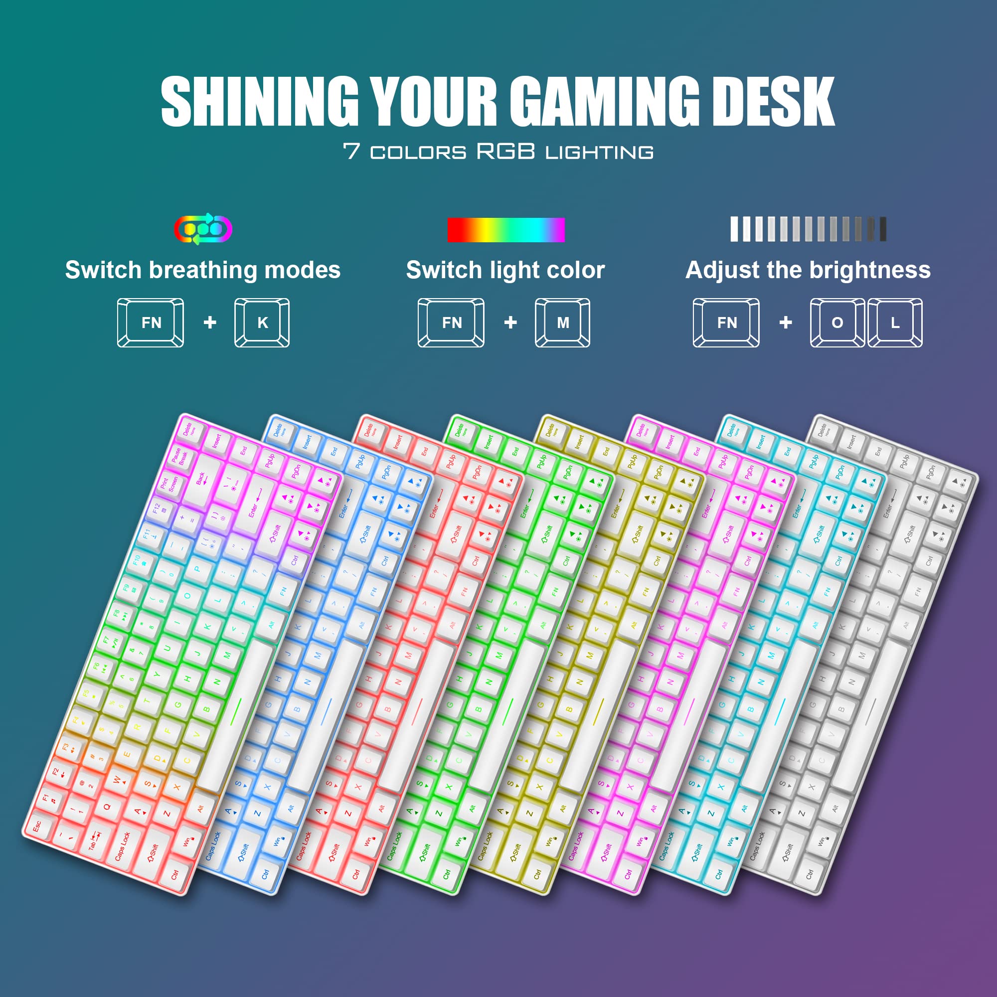 RedThunder 60% RGB Gaming Keyboard & Mouse Combo for PC/PS5/Xbox - White