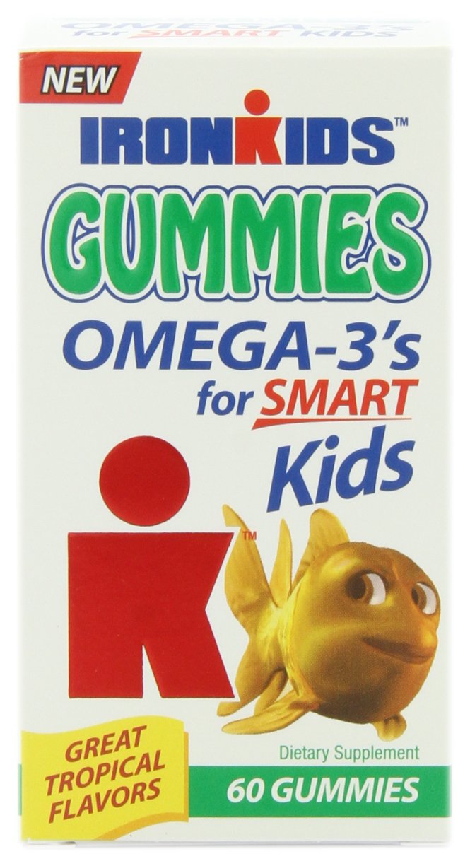 Iron Kids Omega 3 Gummy Vitamins - 60 Count | Supports Brain & Eye Development for Children | Perfect for School, Travel & Daily Nutrition