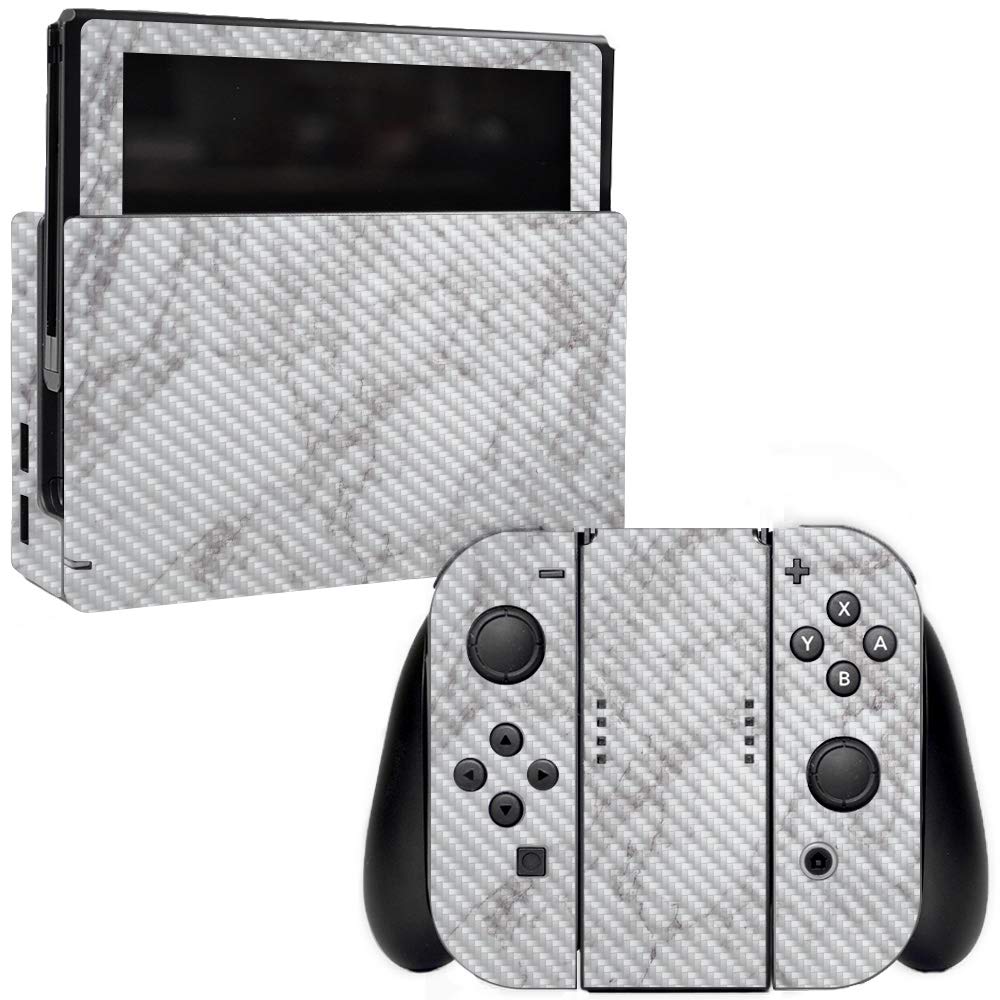 MightySkins Carbon Fiber Skin for Nintendo Switch - Frost Marble | Protective & Durable Textured Cover | Easy to Apply & Remove | Made in USA | Perfect for Gaming, Travel & Style Customization