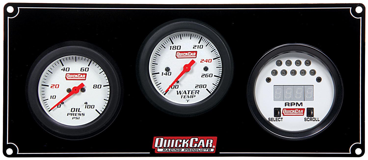QuickCar Racing Products 61-7031 Extreme 2-1 Gauge Panel - High Performance Dual Gauge Mount for Race Cars & Hot Rods - Perfect for Monitoring Oil Pressure & Water Temperature in Motorsports & Street Performance Vehicles
