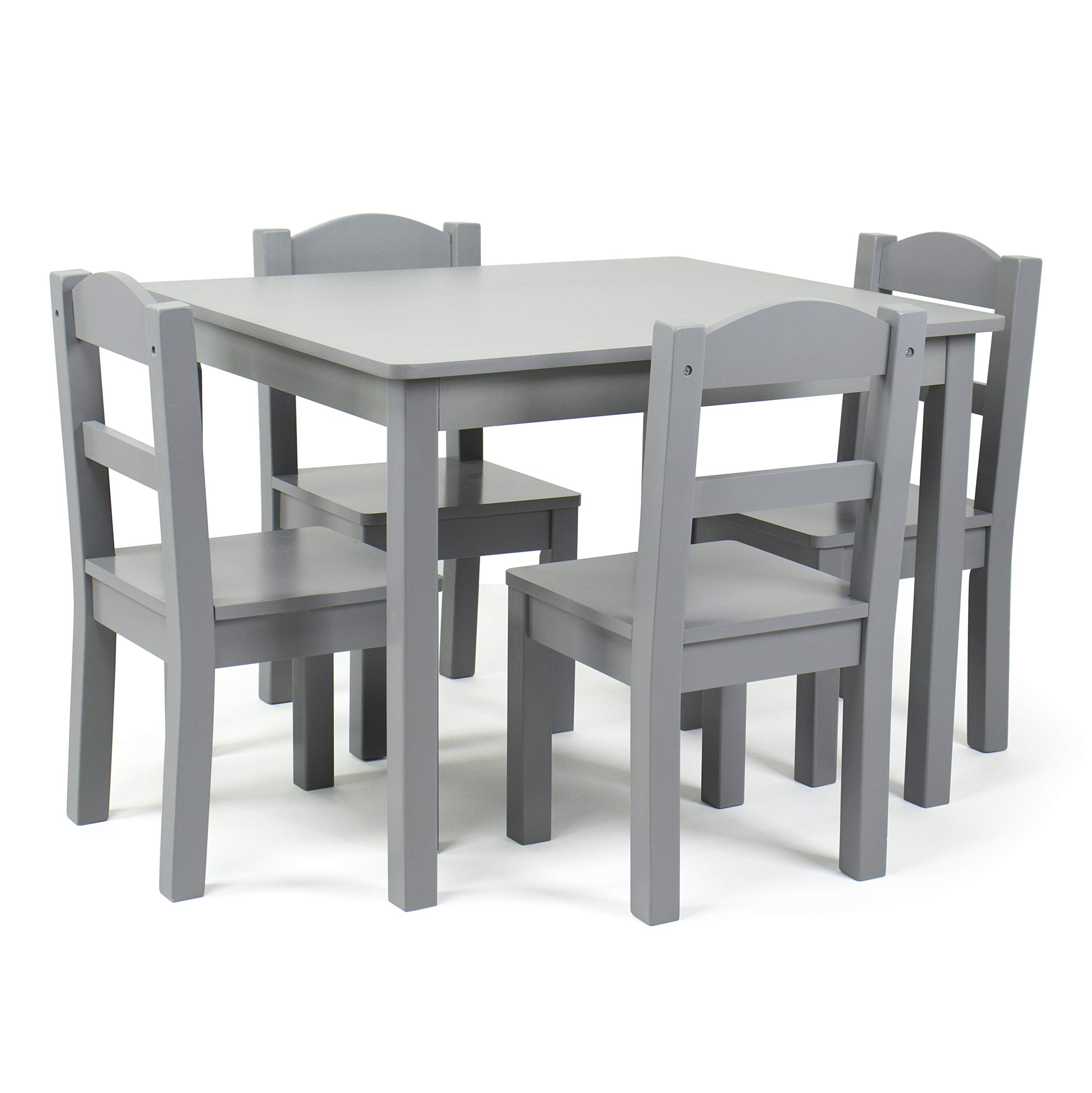 Humble Crew Kids Wooden Table and 4 Chairs Set - Grey Toddler Activity Table with Chairs for Arts, Crafts, Snack Time - Sturdy & Durable Children's Furniture for Playroom, Classroom, or Home Learning Space