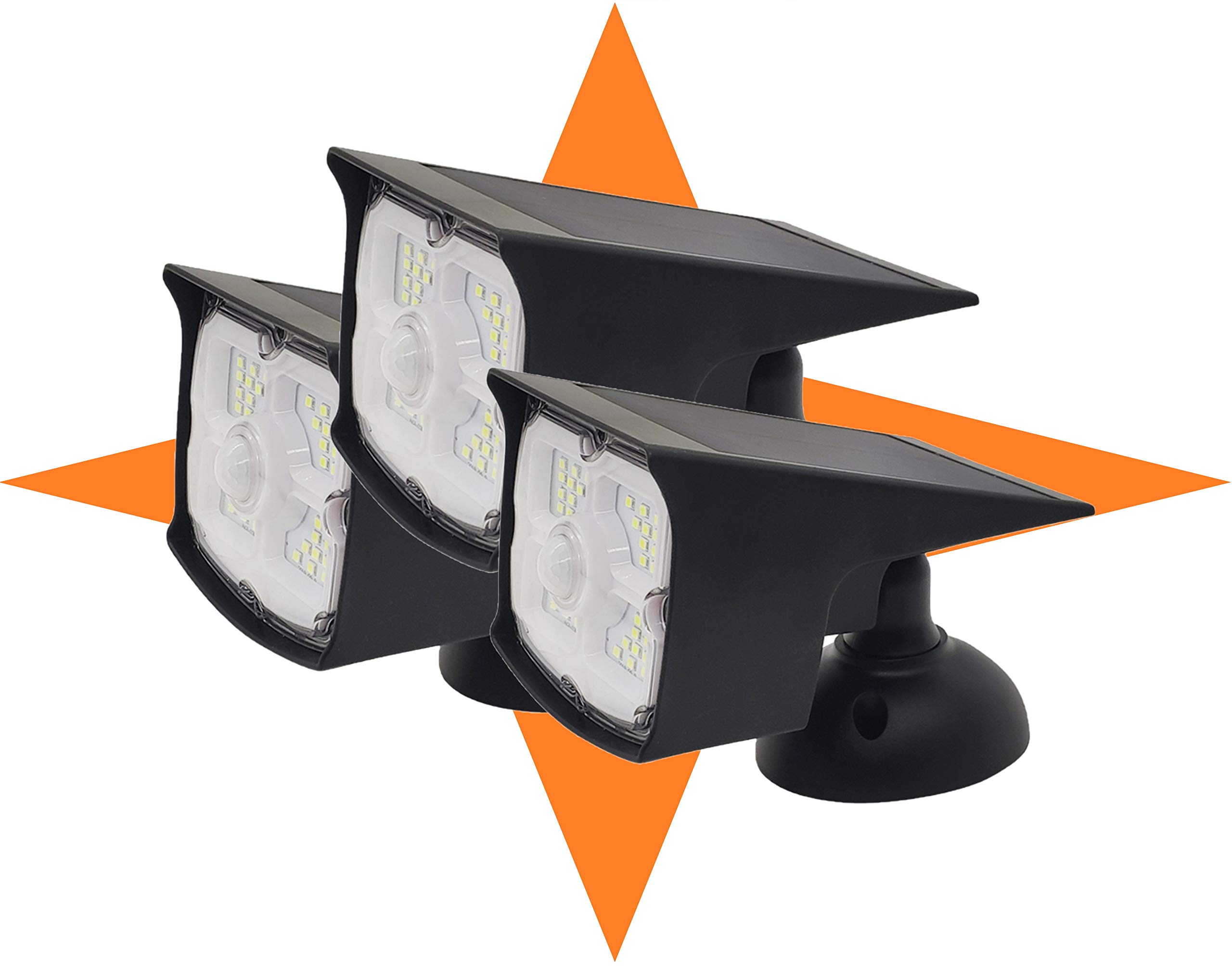Guardian Tech Solar Motion Sensor Security Light - 3 Pack LED Spotlight with Wireless Outdoor Mounting | High Power Bright Lighting for Yard, Garden, Pathway & Driveway | Weatherproof Motion-Activated Security Lights for Home Safety