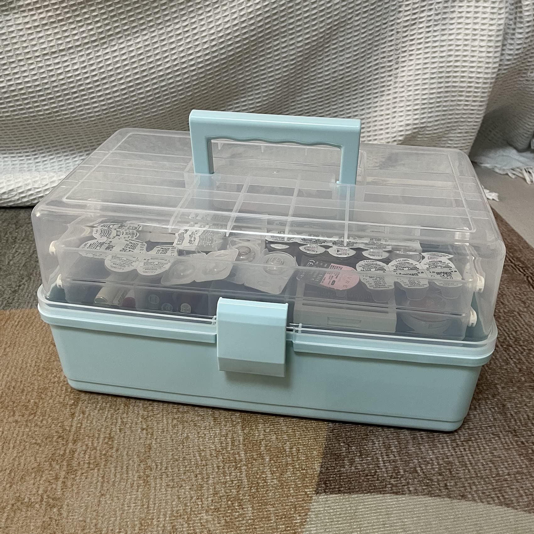 13 Inch Multifunction Craft Organizer with Lids - Plastic Storage Box for Sewing, Craft, First Aid, Medicine, Tool Organization - Perfect for Home, Office, and Travel Use