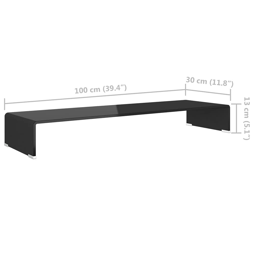 Black Glass TV Stand & Monitor Riser - 39.4