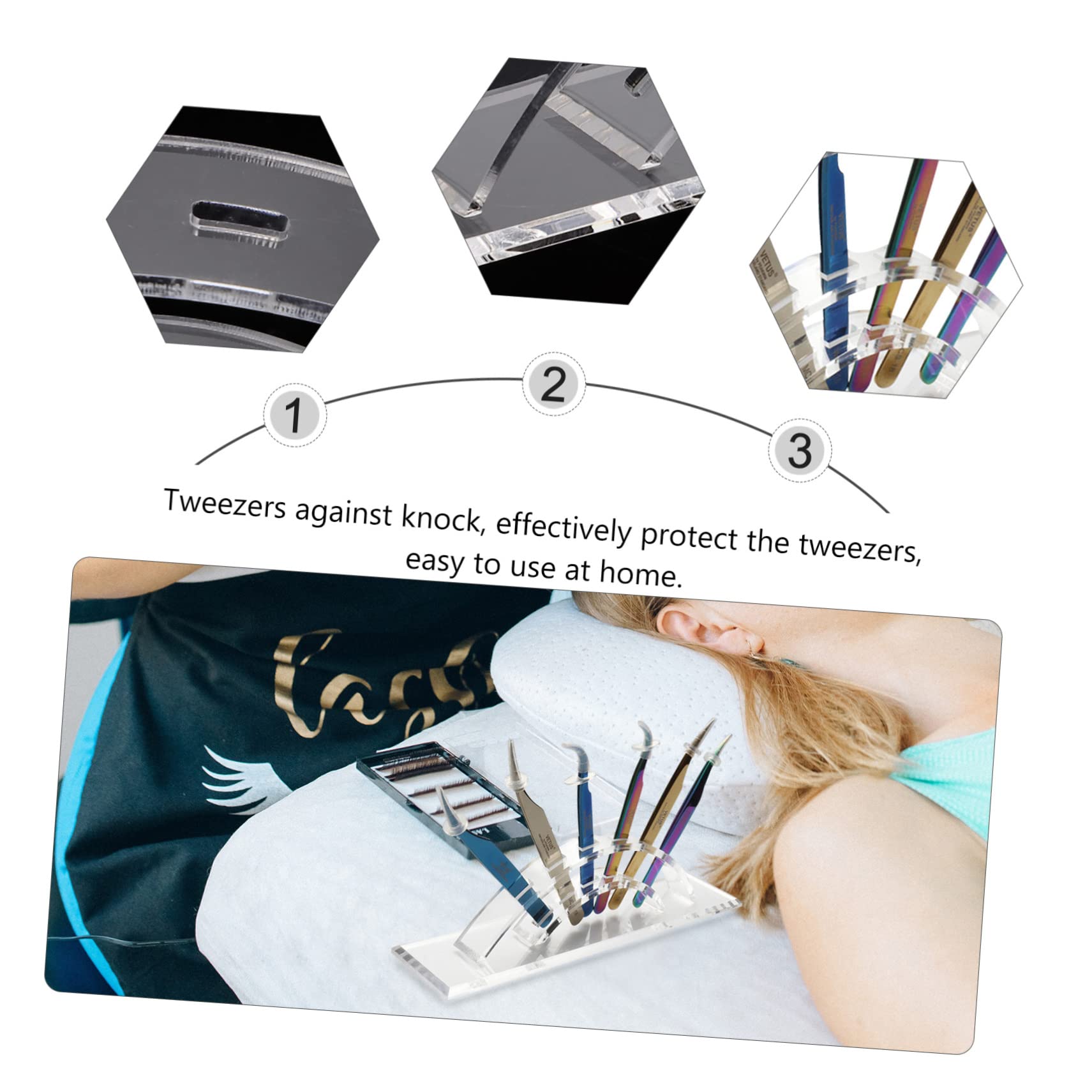 Baluue 1pc Acrylic Eyelash Extension Tweezers Organizer Stand - Storage Display Rack for Lash Extension Supplies & Tools - Perfect for Salon, Spa, and Home Beauty Use