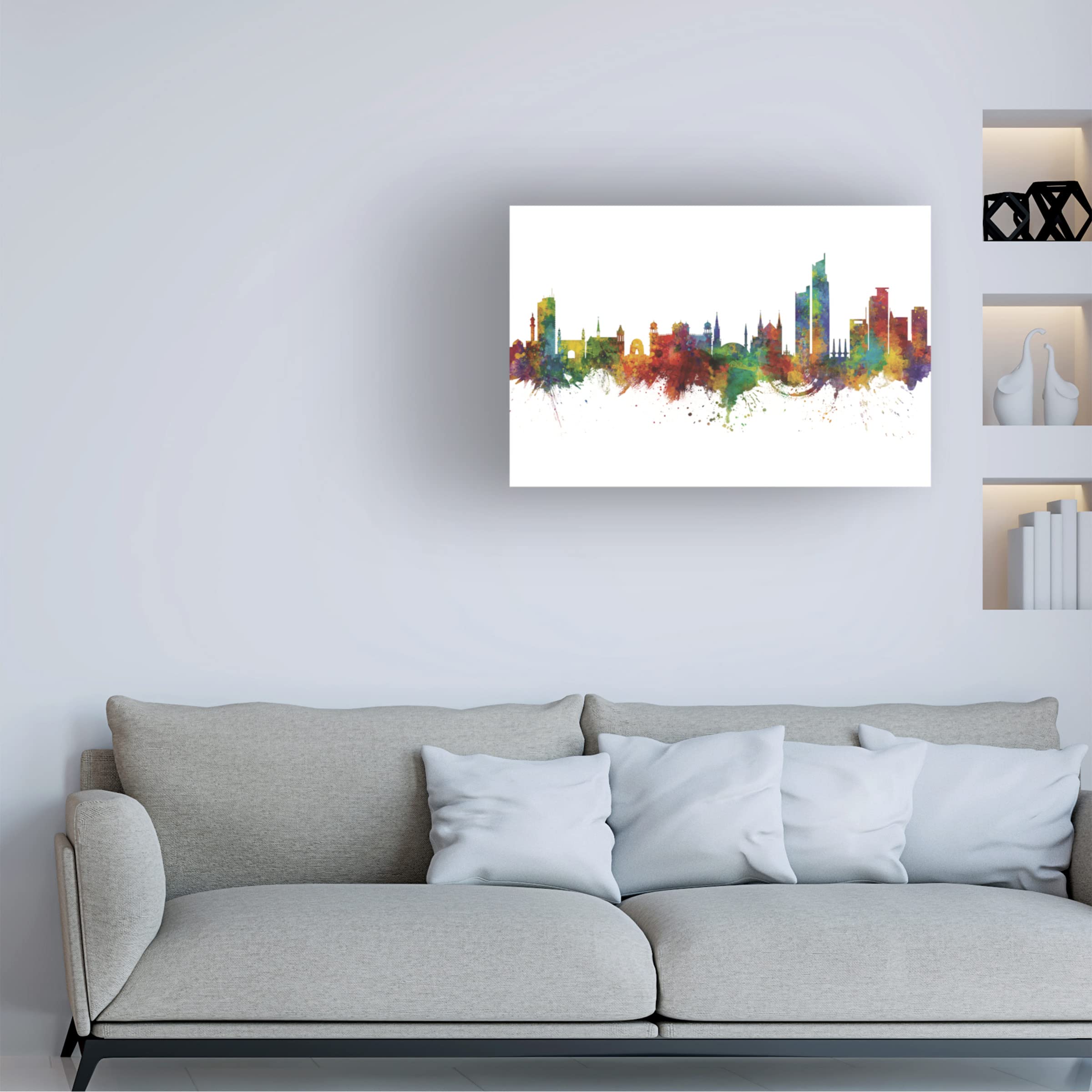Michael Tompsett Karachi Pakistan Skyline Canvas Art Print - Modern Cityscape Wall Decor for Living Room, Office & Bedroom