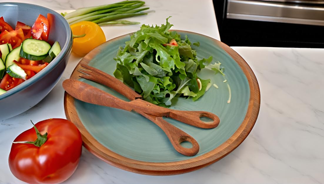 Stylish Hand Carved Palm Wood Salad & Bread Scissor Tongs - Elegant Wooden Kitchen Utensils for Serving, Cooking & Entertaining | Perfect for Salad Bars, BBQs, Dinner Parties & Home Decor