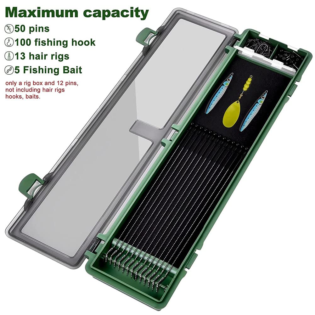 2PCS Carp Fishing Rig Box - Waterproof Hook Storage Box with 15 Pins, Stiff Hair Rig Board - Durable Fishing Tackle Organizer for Carp Anglers | Perfect for Bank Fishing, Match Fishing & Carp Fishing Trips