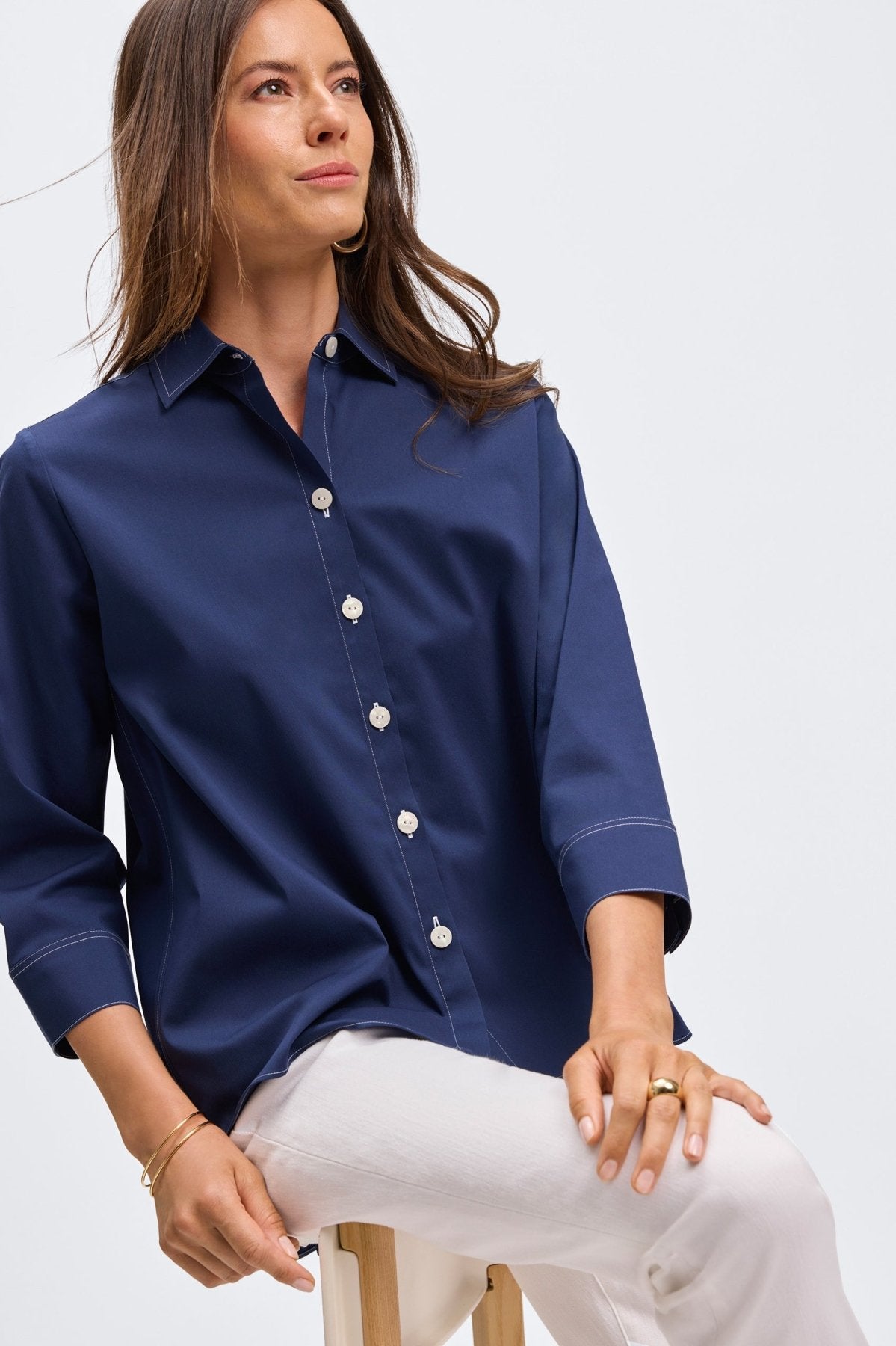 Kelly No Iron Stretch 3/4 Sleeve Wrinkle-Free Blouse for Women - Perfect for Office, Business Casual & Travel Outfits