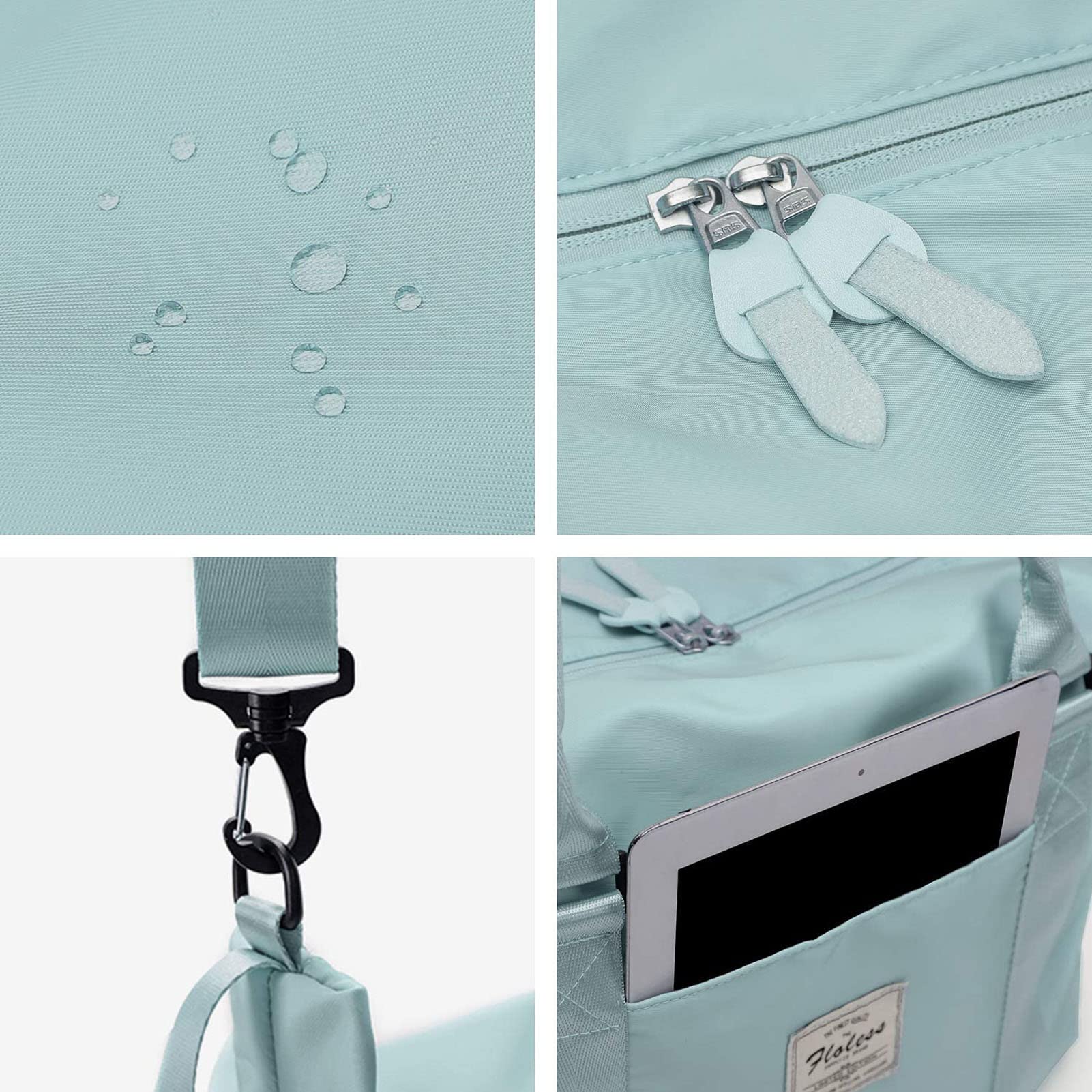 LANBX Women's Travel Gym Bag - Light Blue Tote Carry On Luggage, Sports Duffle & Weekender Overnight Bag with Wet Pocket | Perfect for Workouts, Yoga, Travel & Gym