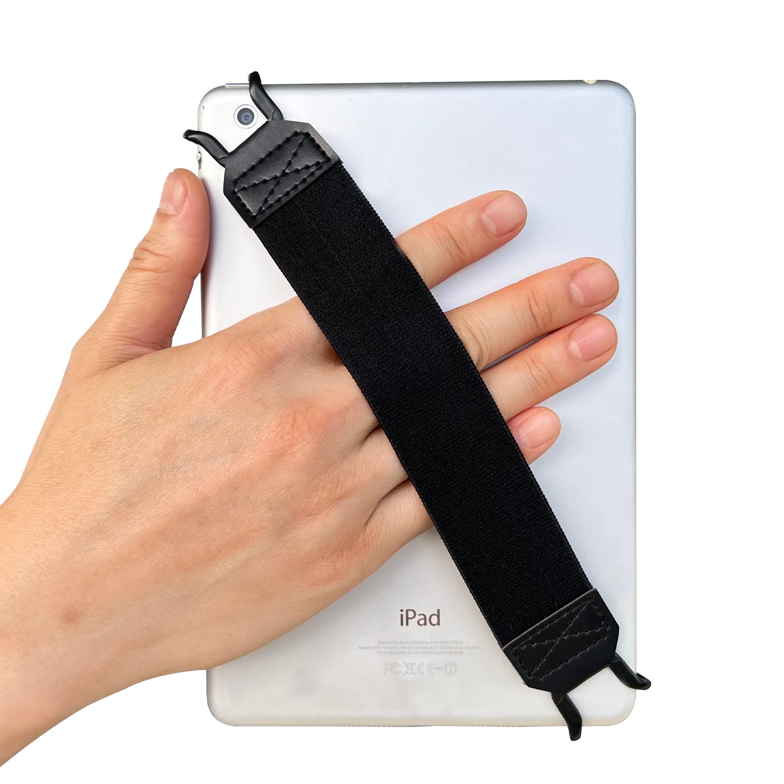EGO Security Hand-Strap for 9-10 Inch Tablets - Compatible with iPad Pro/Air, Kindle Fire HD, Samsung Galaxy Tab, Lenovo Tab (Black) | High-Elasticity Lightweight Finger Grip Holder | Perfect for Reading, Gaming & Travel Use