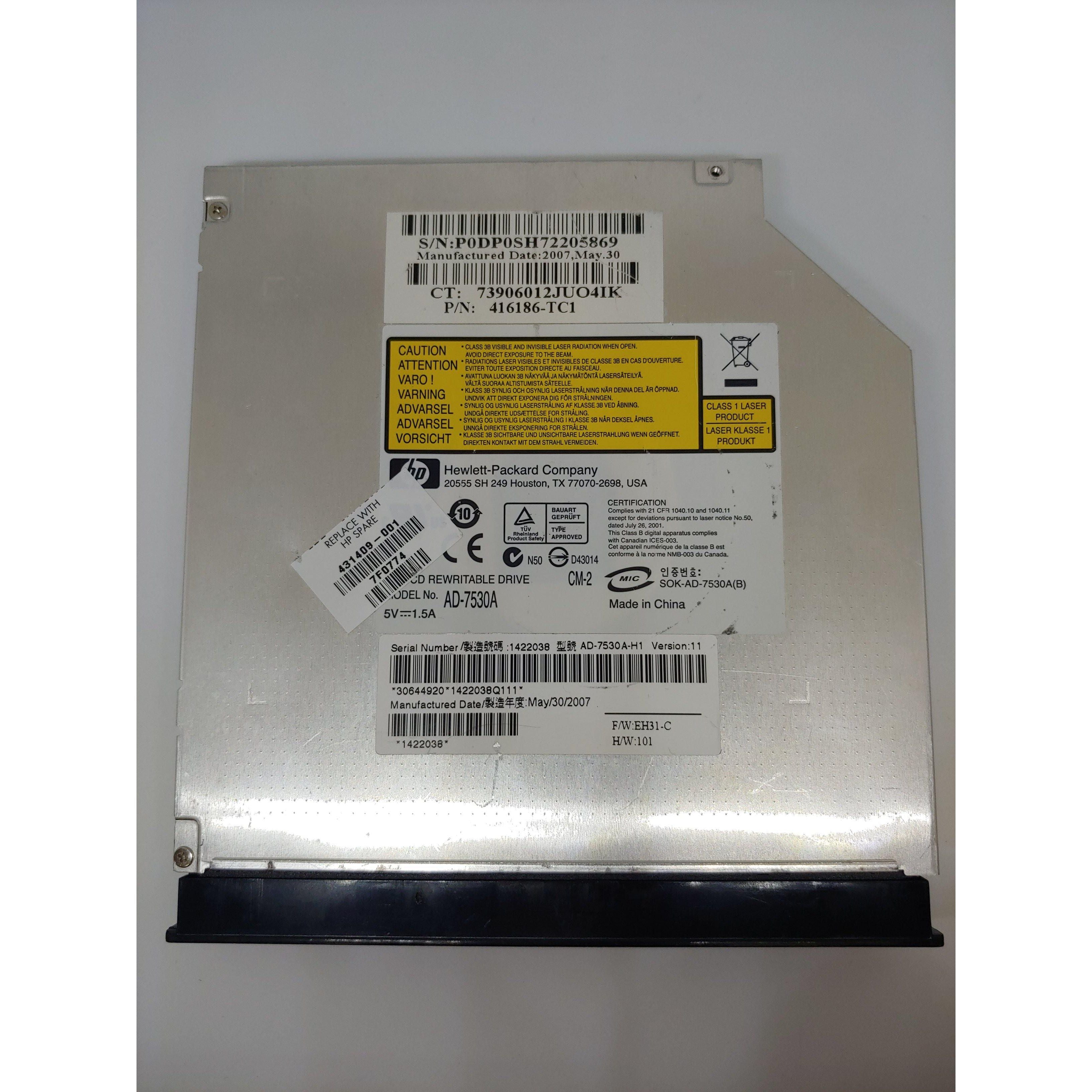 HP AD-7530A 431409-001 CD/DVD RW DL Optical Drive - Compatible with Laptops, Desktops | Perfect for Data Backup, Media Playback & Software Installation