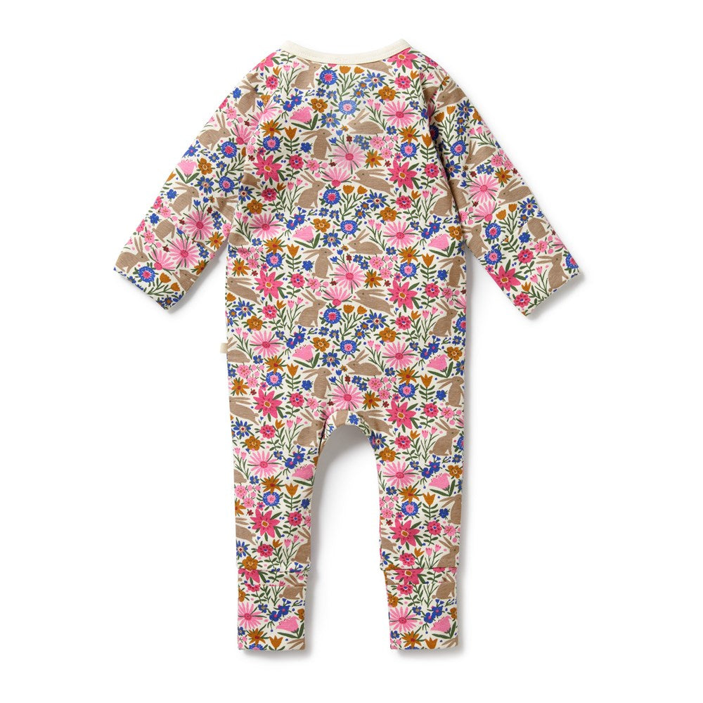 Organic Baby Bunny Hop Footed Zipsuit - Soft Cotton One-Piece Pajamas for Infants & Toddlers - Perfect for Sleepwear, Playtime & Photo Shoots