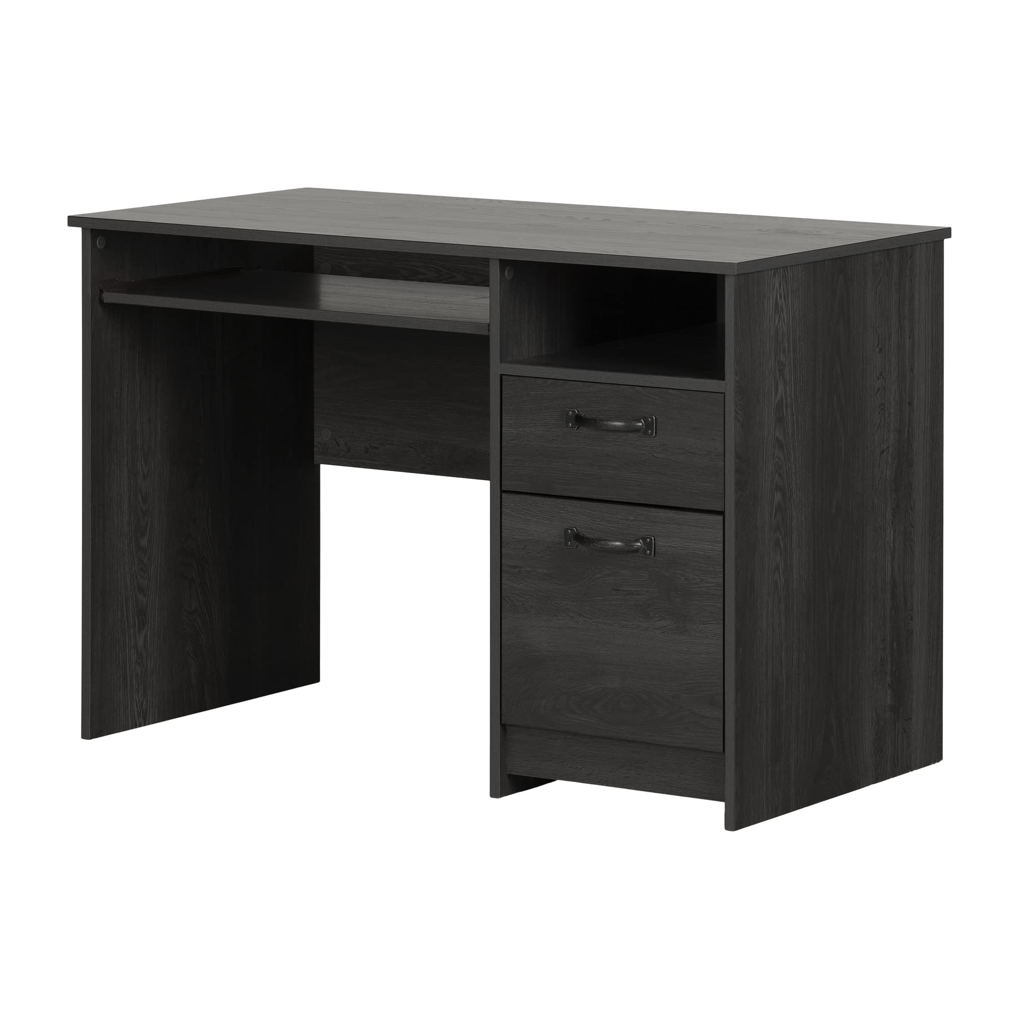 South Shore Tassio Computer Desk with Keyboard Tray - Medium Size, Gray Oak Finish - Home Office Desk for Work, Study & Gaming