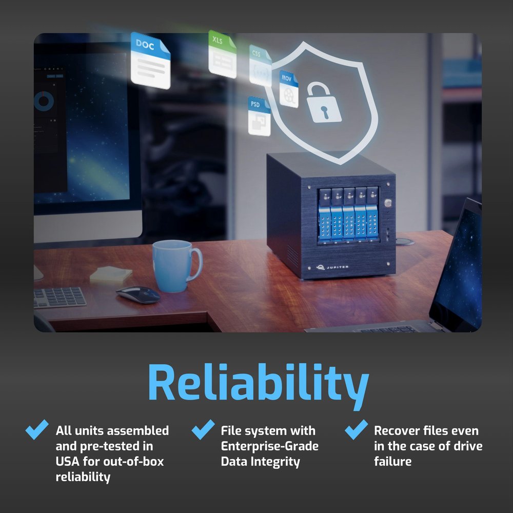 OWC Jupiter Mini 5-Bay 40TB Desktop NAS Storage - Perfect for Home Office, Media Backup & Small Business Data Management