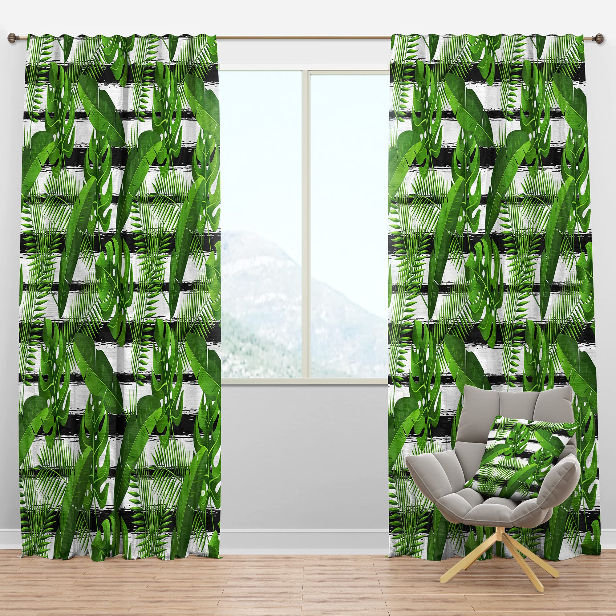 DesignQ Blackout Curtains with Tropical Palm Leaves Pattern - Thermal Insulated Single Panel (52x90 inches) for Bedroom & Living Room - Perfect for Privacy, Sun Protection and Energy Saving