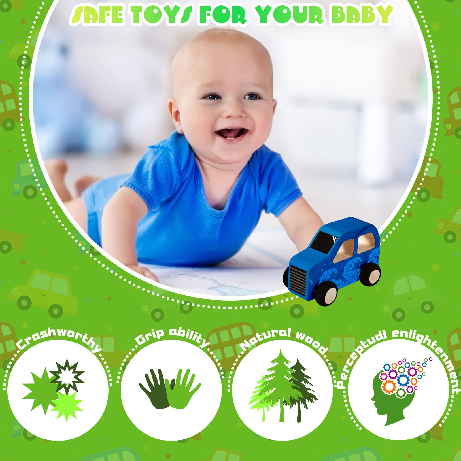 Chivao 12 Pcs Unfinished Wooden Car Toys - DIY Paintable Wood Crafts for Kids, Students & Home Activities | Easy Woodworking Projects for Creative Play & Learning (Vivid Style)