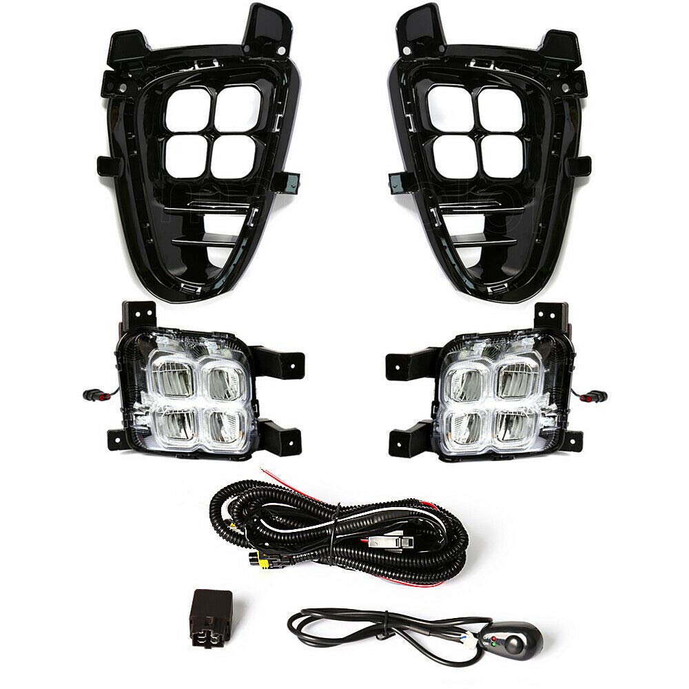 KIA Sorento L/LX/LX V6/EX V6 2019-2020 4 Eyes Style LED Daytime Running Lights & Fog Lamp Cover with Bezel - Upgrade Your Car's Style & Safety for Night Driving & Off-Road Adventures