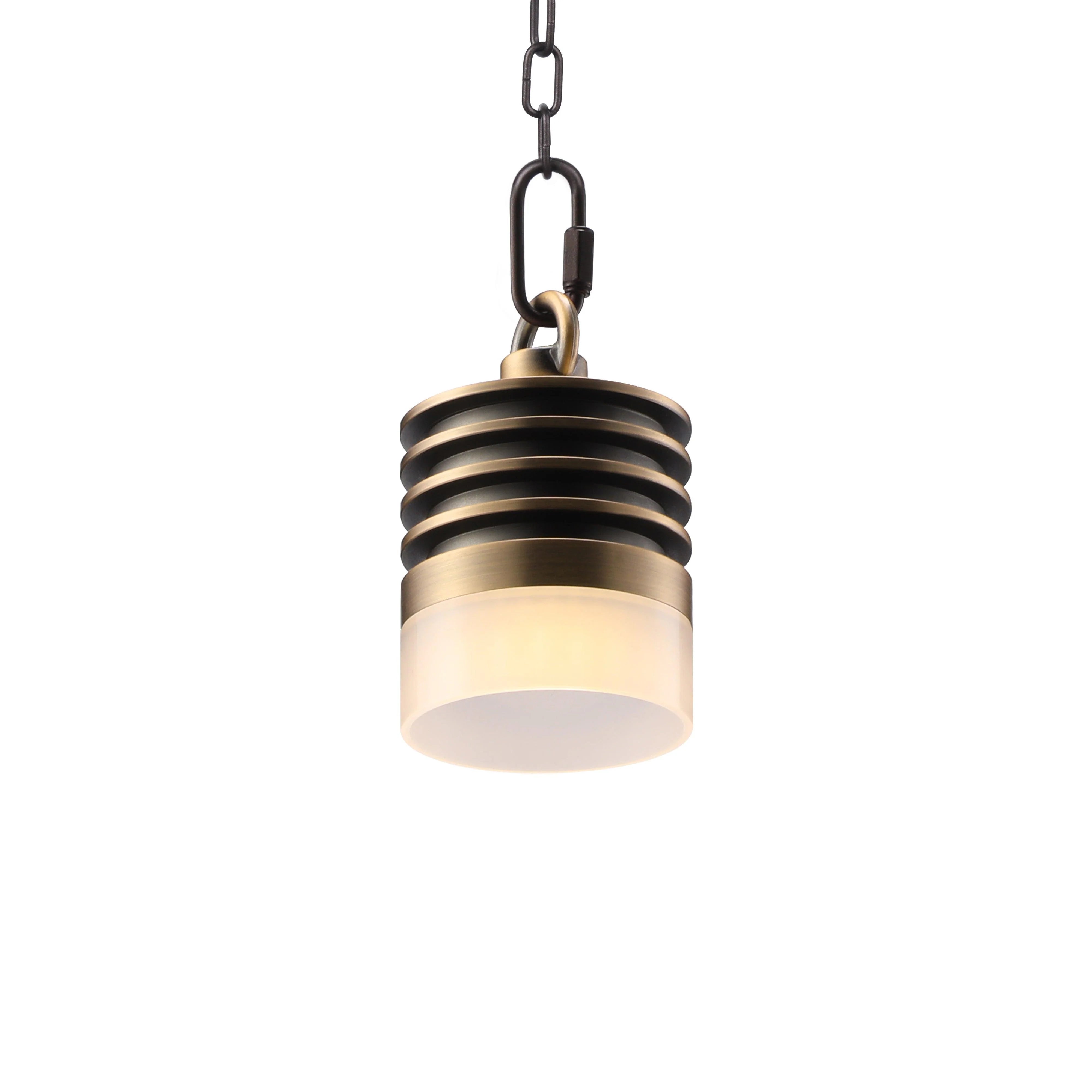 HLSL01 Calvo Low Voltage Brass Yellow Cylinder Pendant Light - 4.5W 2700K Integrated LED Aluminum Hanging Light for Patio, Garden, Porch & Outdoor Decor