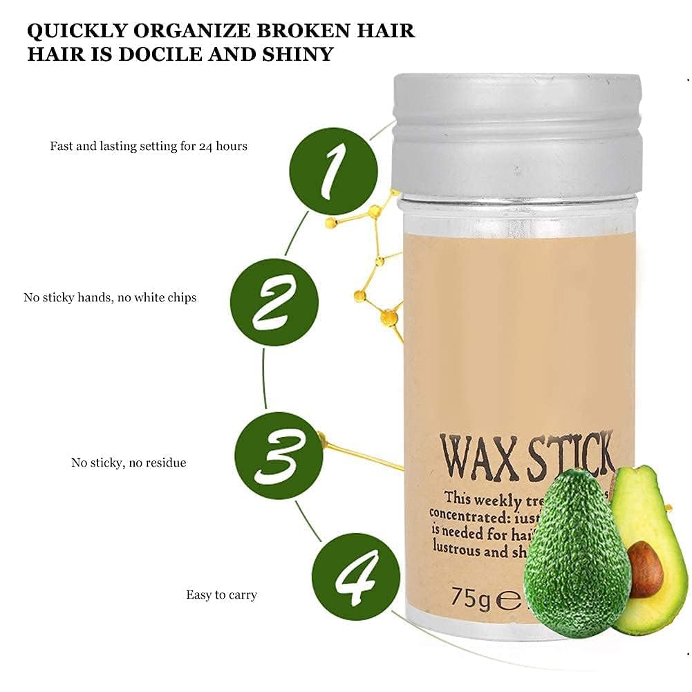 Hair Wax Stick for Flyaways & Styling - Hair Bun Maker & Slick Pomade for Women, Men & Kids - Strong Hold Hair Gel for Smooth Looks - Perfect for School, Parties & Daily Hairstyling