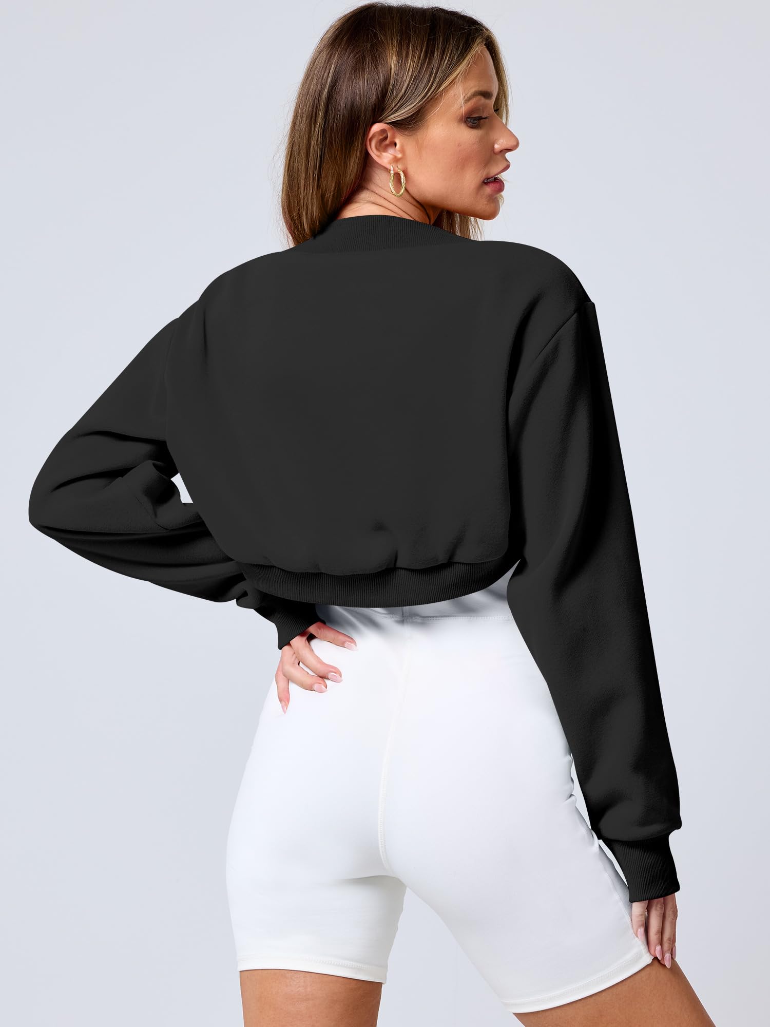 ANRABESS Women's Cropped Sweatshirt - Long Sleeve Bolero Cardigan with Thumb Holes | Open Front Shrug for Workout & Y2K Fashion | Preppy Casual Wear for Gym, Office & Street Style