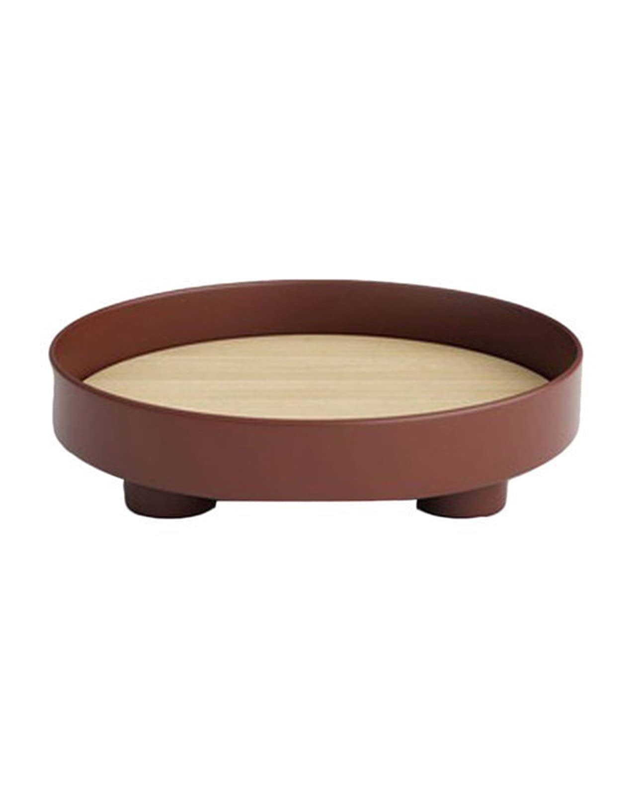 LAIQIAN Round Coffee Table Tray - Wine Red Decorative Serving Tray for Indoor & Outdoor Use - Perfect for Living Room, Patio, and Dining Table Decor