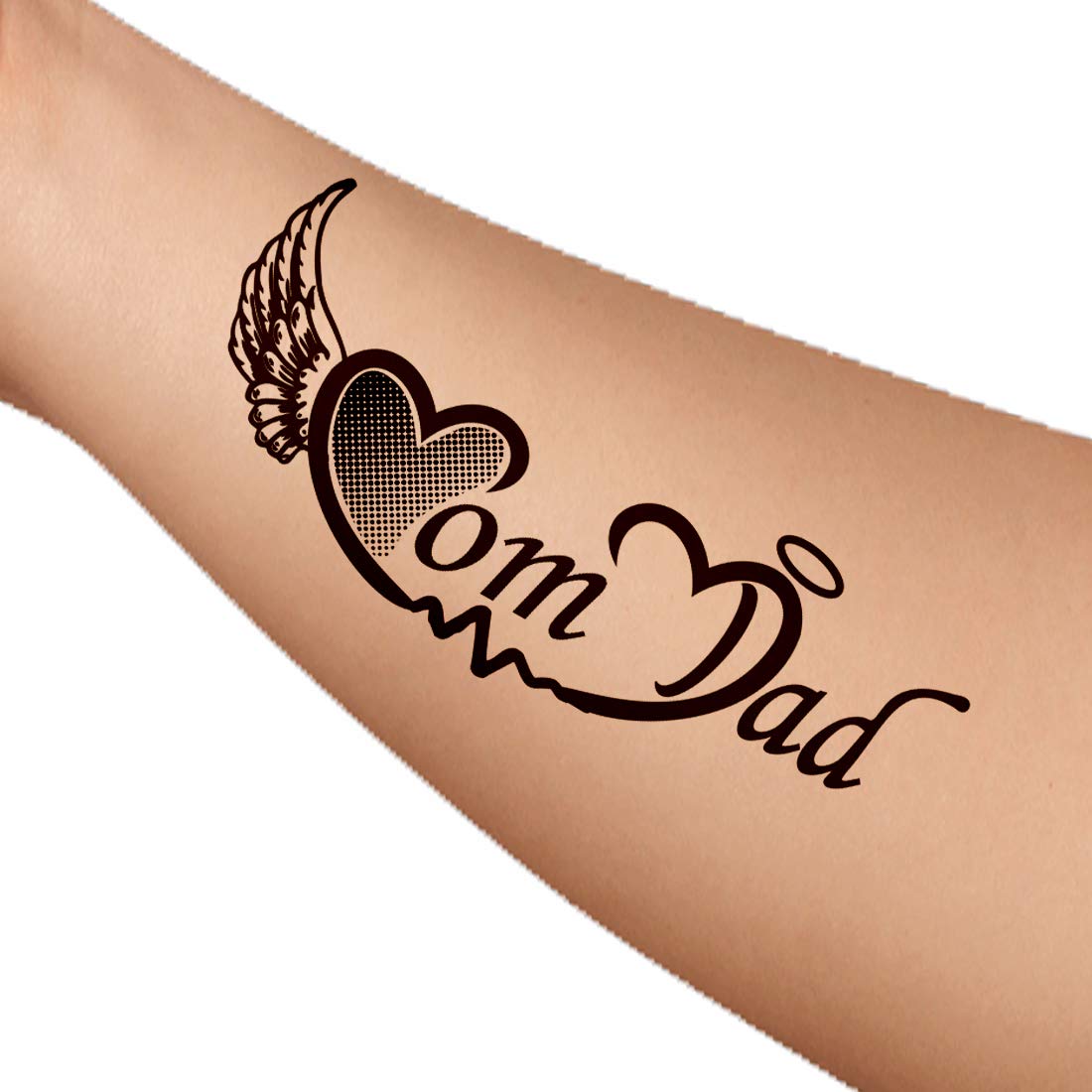 Waterproof Temporary Tattoos for Women & Men - 3D Heart Shape Fake Tattoo Stickers (10.5x6cm) - Perfect for Teens, Couples, Parties & Body Art | Mom Dad Love Design