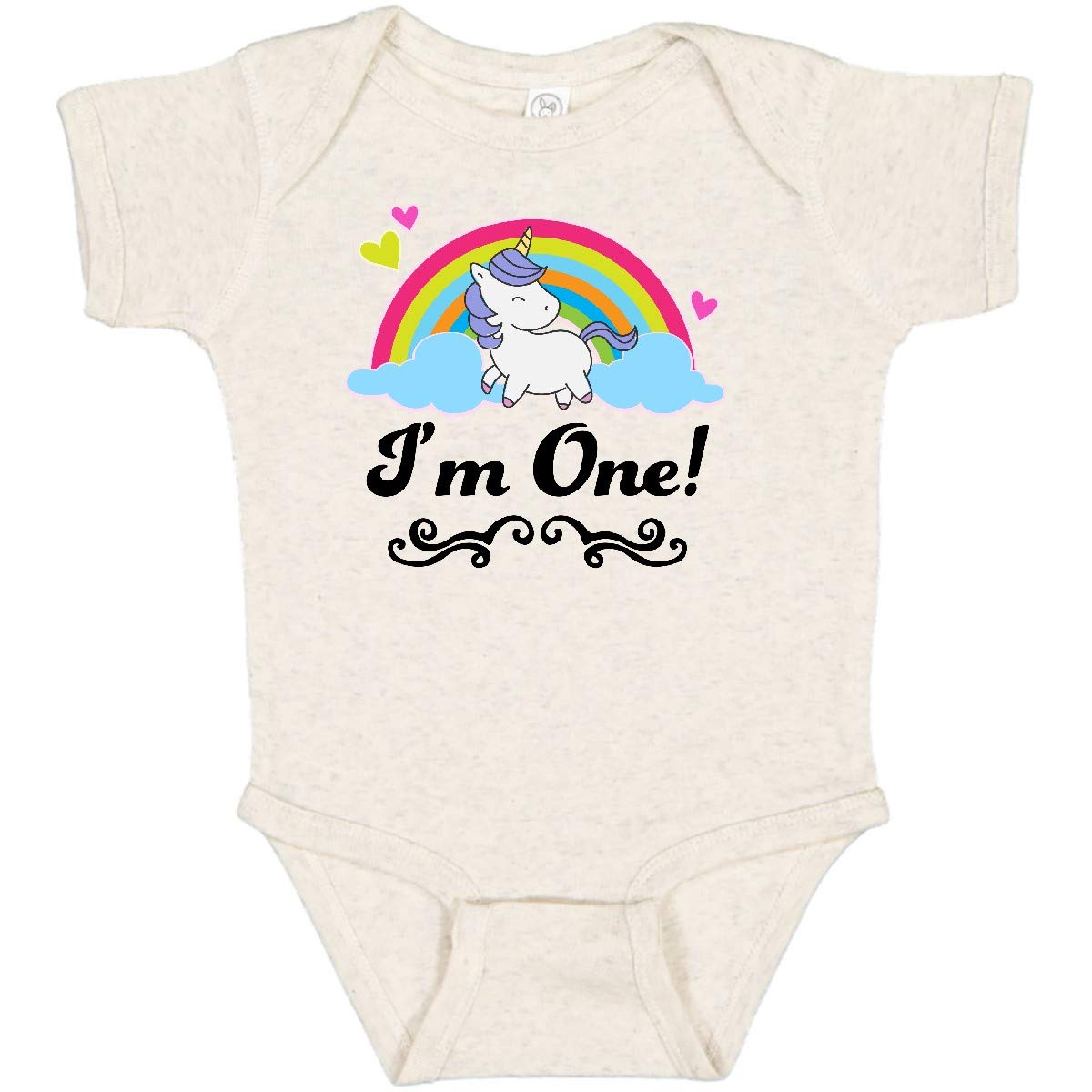 Inktastic 1st Birthday Unicorn Rainbow Baby Bodysuit - Cute 1 Year Old Outfit for Birthday Party, Photo Shoot & Special Occasions