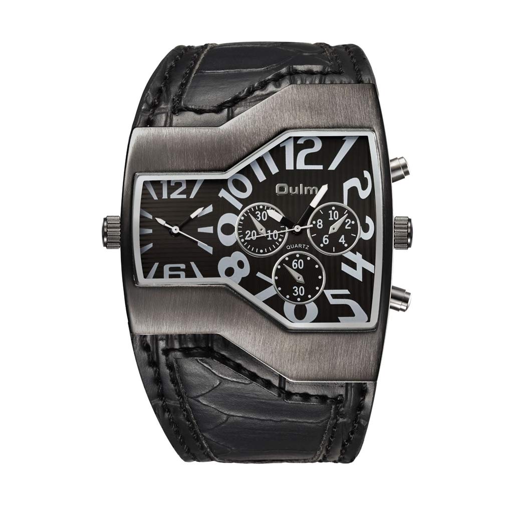 Oulm Unisex Quartz Watch with Japan-Movement Genuine Leather Band - Stylish & Durable Timepiece for Men & Women - Perfect for Office, Casual Wear & Gift Giving