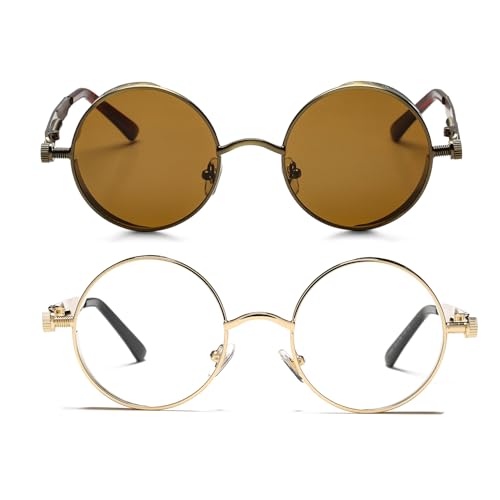 2 Pack (Brown Lens/Bronze+clear Lens/Gold)
