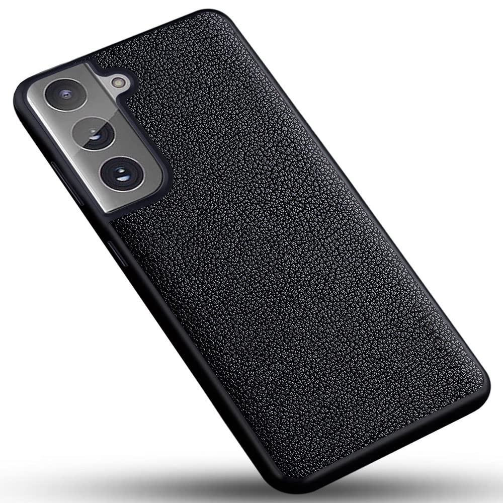 Premium PU Leather Case for Samsung Galaxy S21 FE 5G (6.41 Inch) - Retro Design Full Protective Cover with Shock Absorption | Perfect for Work, Travel & Daily Use (Black)