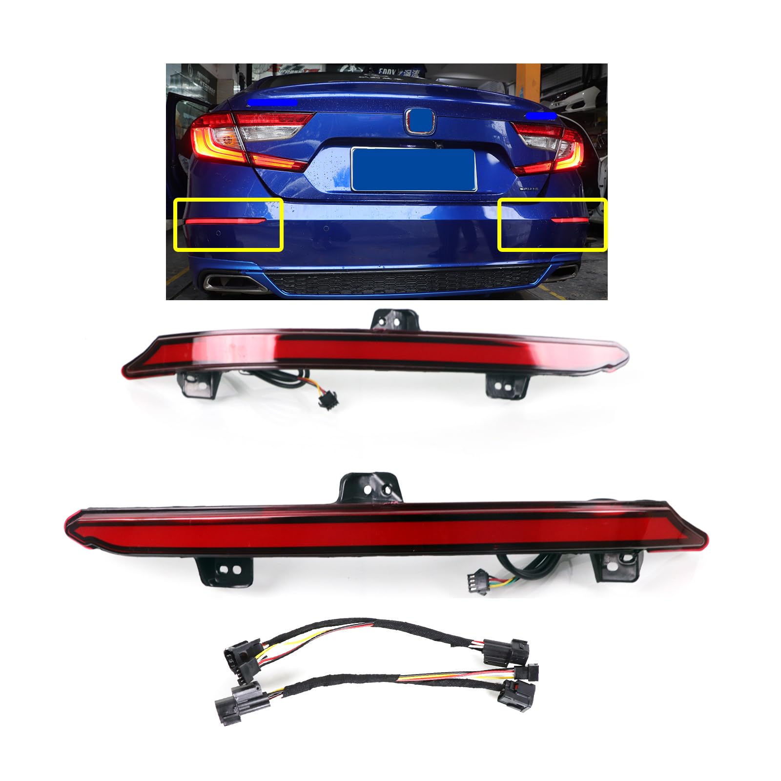 LED Rear Bumper Reflector Tail Lights Turn Signal Sequential Flashing Brake Driving Fog Lamps Kit for Honda Accord 10th Gen (2018-2022) - Upgrade Your Night Driving Safety & Style