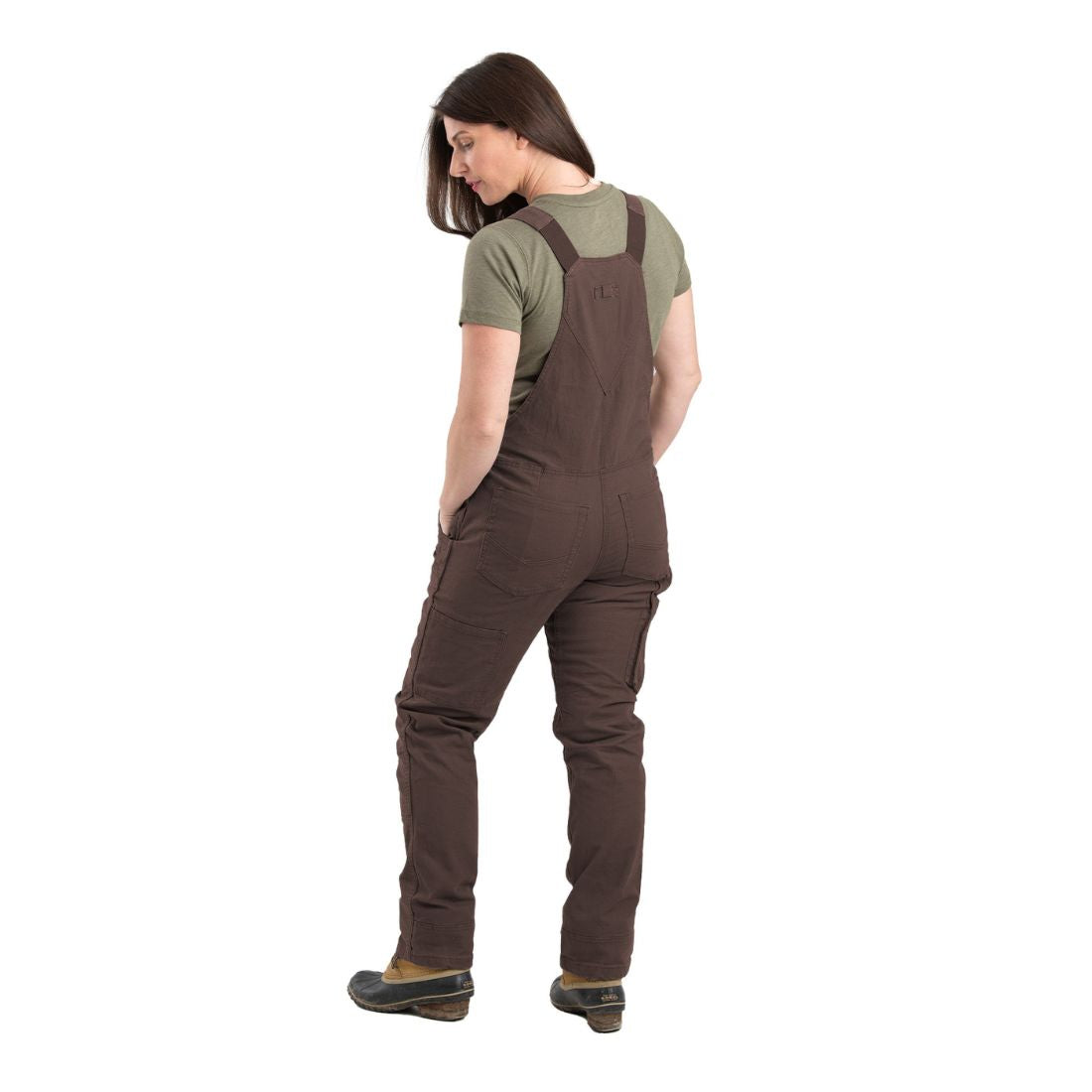 Berne Women's Flex Softstone Duck Unlined Bib Work Overalls WB922 - Durable Brown Workwear for Farming, Gardening & Outdoor Activities